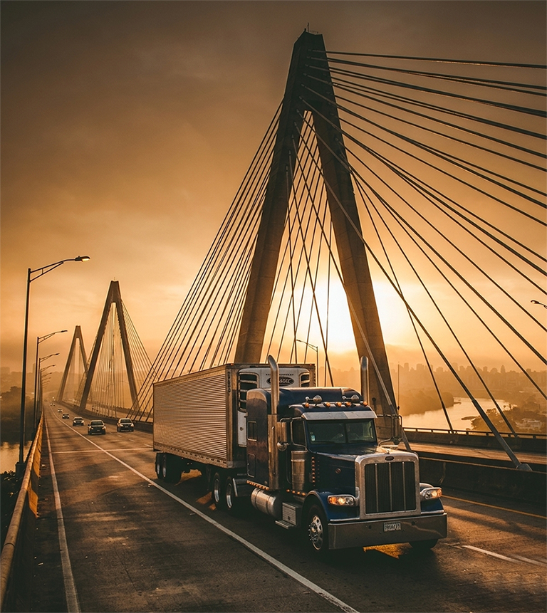 Mega Logistics Trucking Highway Bridge